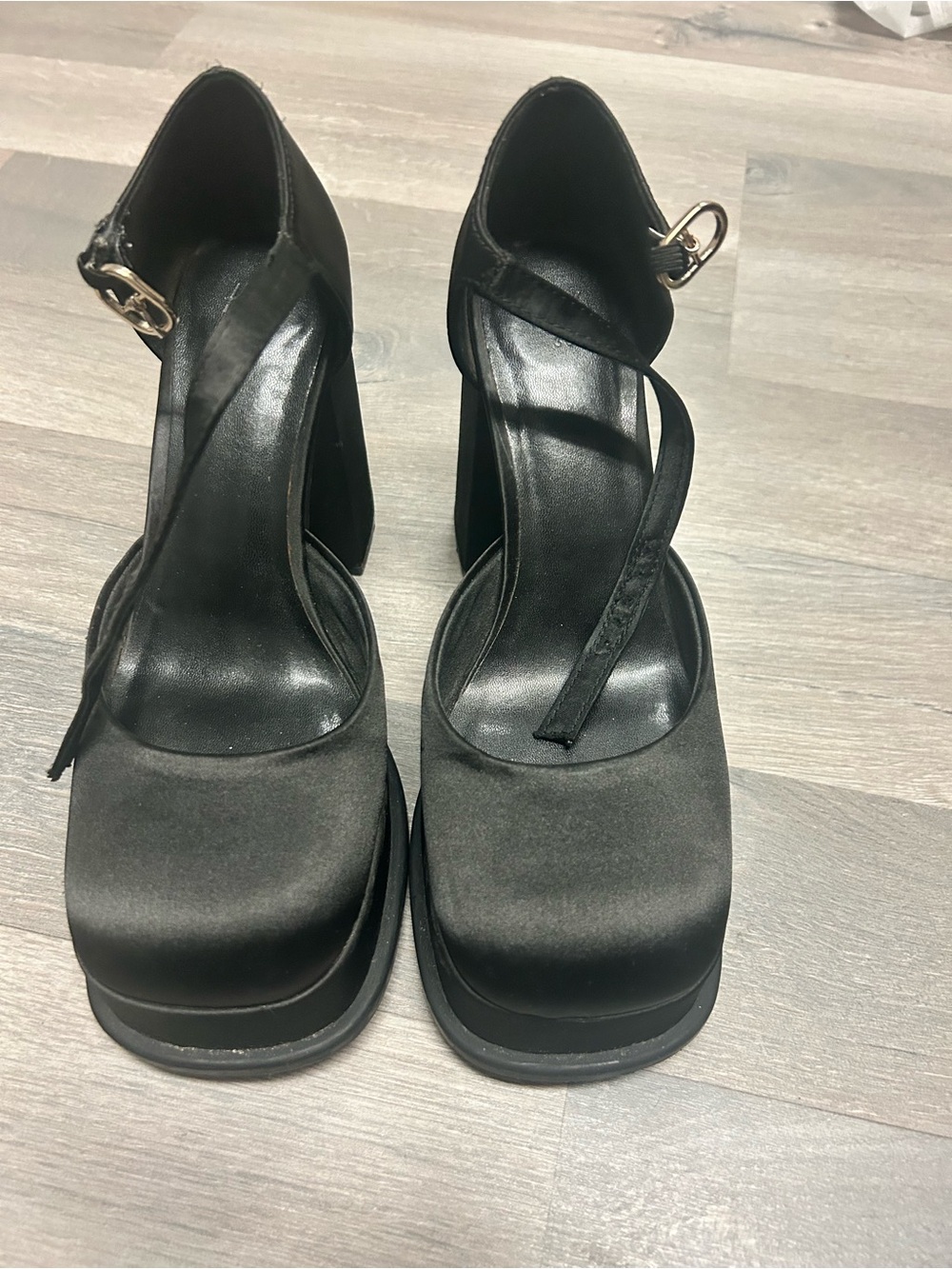 H&M Black Platform Ankle-Strap Heels